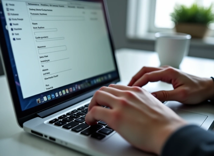 Person filling out an online form with personal details